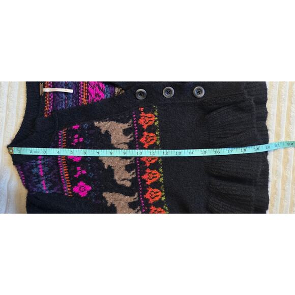 Free People Floral Wolf Janie Wool Blend Jacquard Cardigan Sweater - Picture 9 of 10